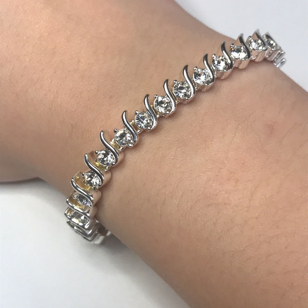 Silver diamond rhinestone bracelet
